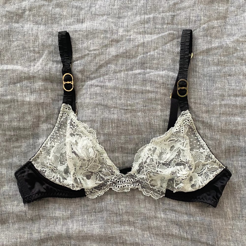 Stella McCartney Julia Stargazing satin And Swiss-dot Tulle Demi-wire Bra